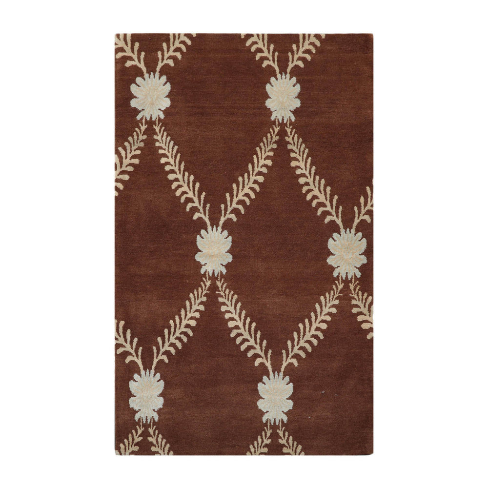 3x5 Brown, Beige, Blue Color Hand Knotted 100% Wool Traditional Oriental Rug