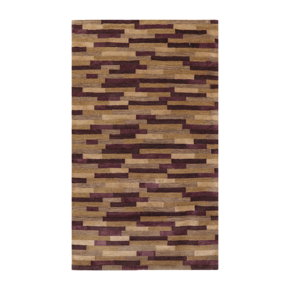 3x5 Aubergine, Brown, Beige Color Hand Knotted Tibetan 100% Wool Modern & Contemporary Oriental Rug