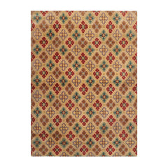 4x6 Beige, Light Gold, Celadon Color Hand Knotted Tibetan 100% Wool Transitional Oriental Rug