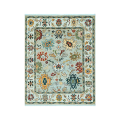 8x10 Mint, Ivory, Gold Color Hand Knotted Oushak Wool Oriental Rug