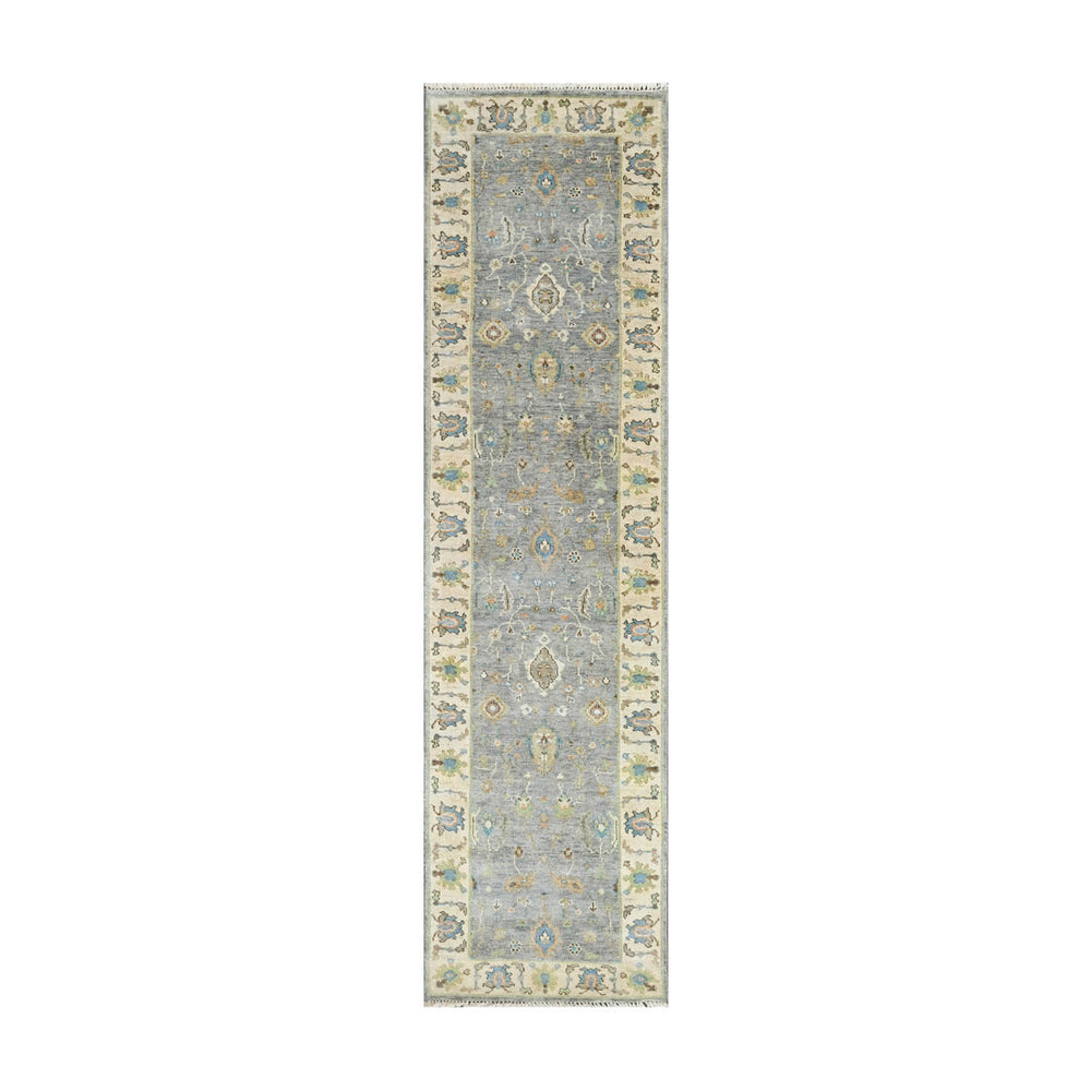 Multi Size Blue Tan Beige Color Hand Knotted Oushak Wool Traditional Oriental Rug