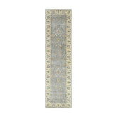 Multi Size Blue Tan Beige Color Hand Knotted Oushak Wool Traditional Oriental Rug