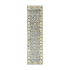 Multi Size Blue Tan Beige Color Hand Knotted Oushak Wool Traditional Oriental Rug