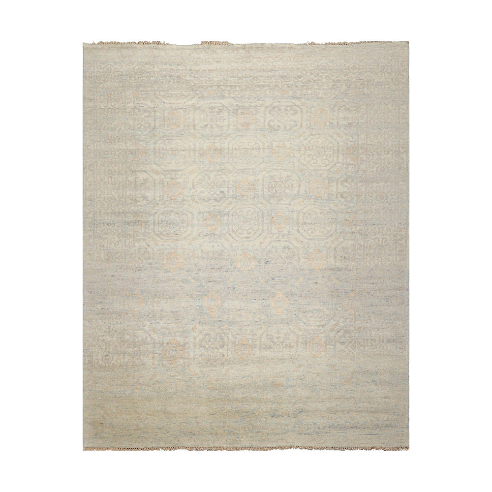 8x10 Gray, Beige, Blue Color Hand Knotted Oushak Wool Transitional Oriental Rug