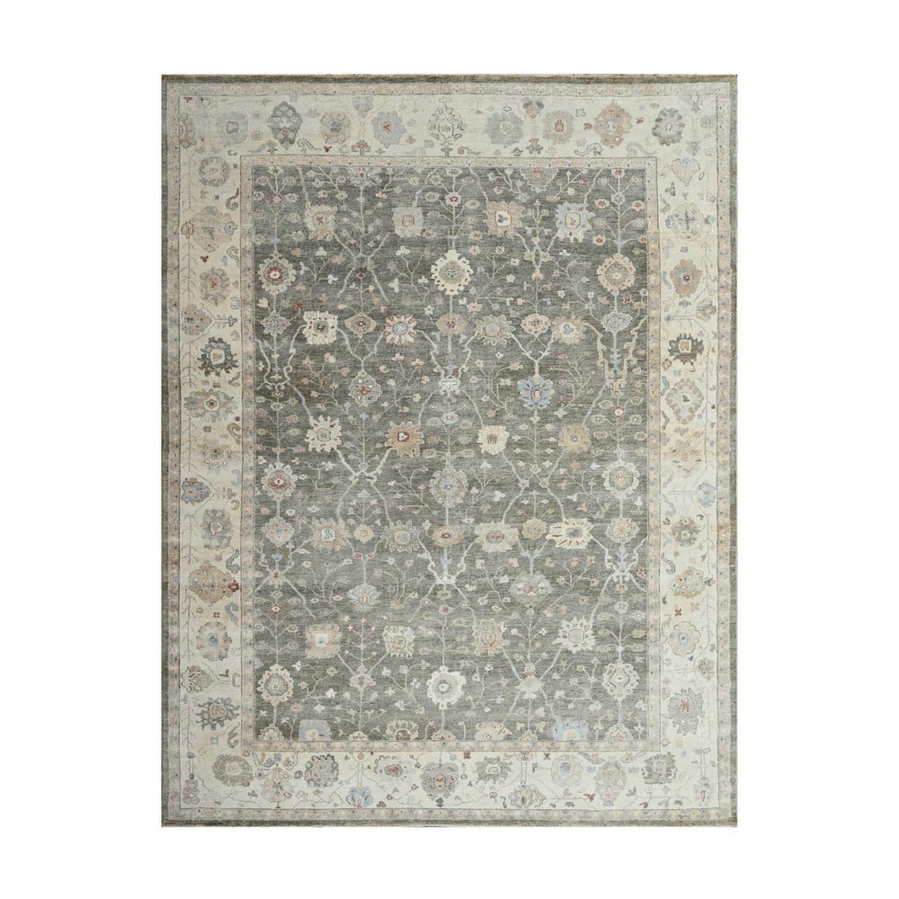 10x14 Gray, Beige, Muted Earth Tones Color Hand Knotted Oushak Wool Traditional Oriental Rug