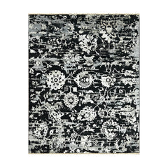 8x10 Black, Gray, Color Hand Knotted Wool Transitional Oriental Rug