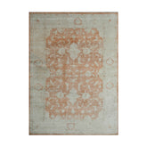 9x13 Peach, Gray, Beige Color Hand Knotted Oushak Wool Traditional Oriental Rug