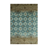 4x6 Teal, Tan, Ivory Color Hand Knotted Wool Transitional Oriental Rug