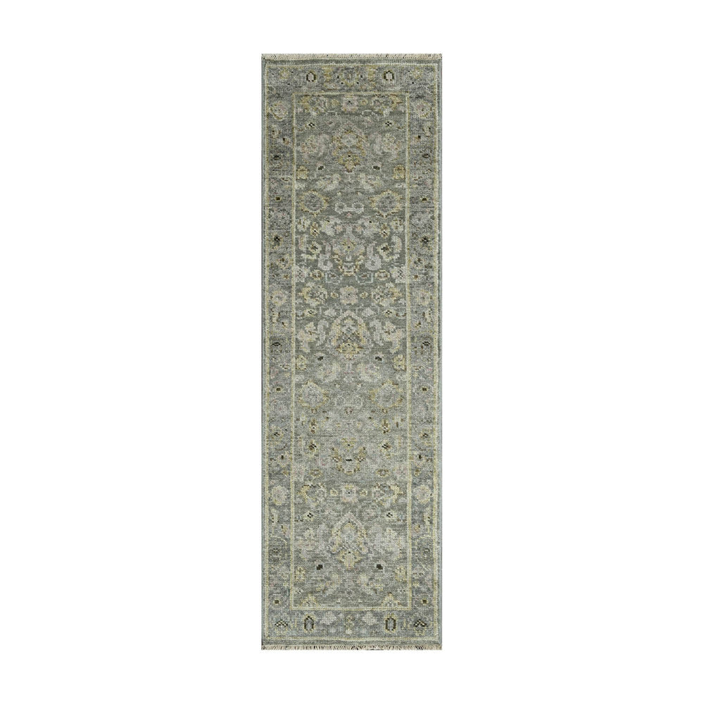 Multi Size Moss Slate Light Gold Color Hand Knotted Oushak Wool Traditional Oriental Rug