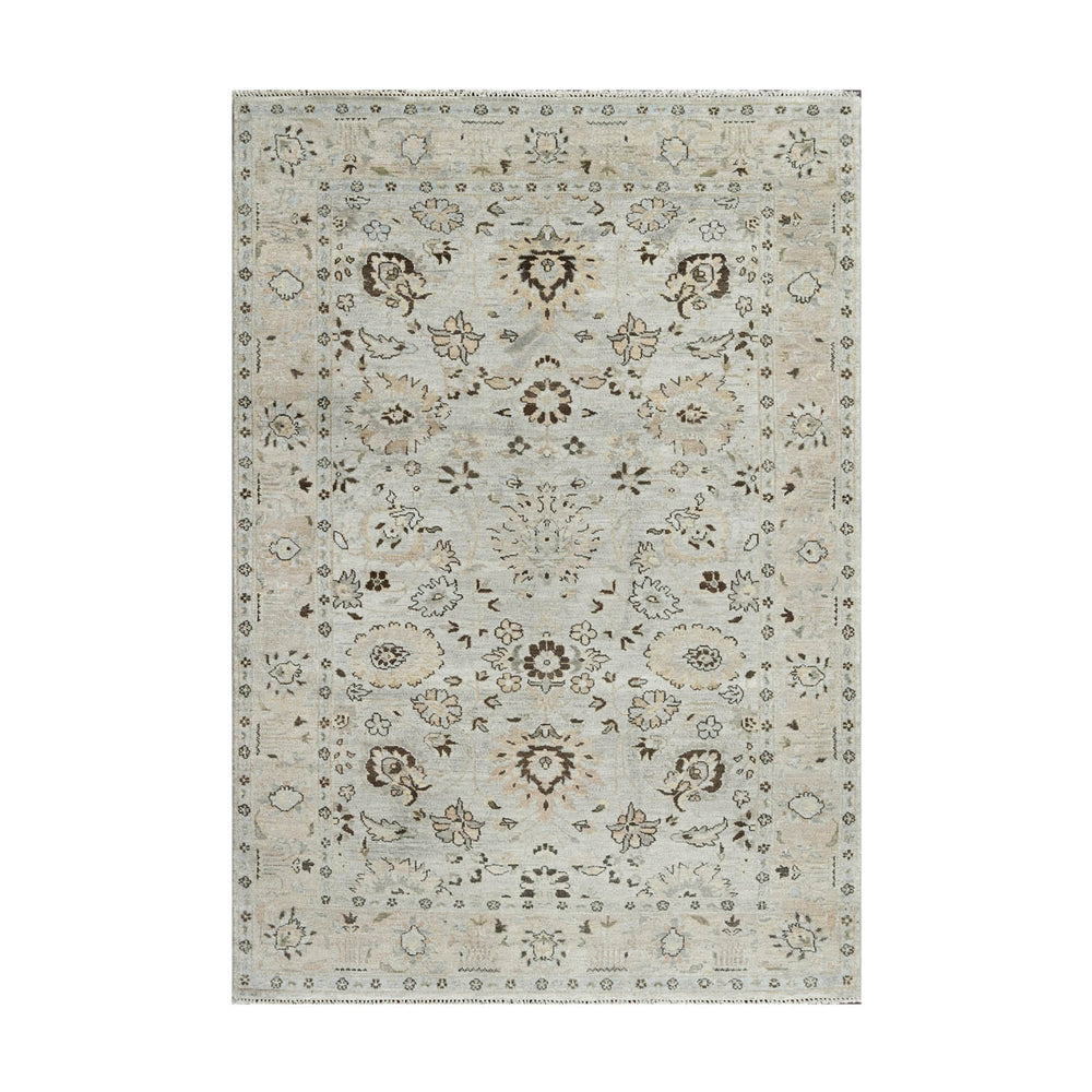 6x9 Gray Beige, Taupe, Brown Color Hand Knotted Oushak Wool Traditional Oriental Rug