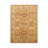 6x9 Caramel, Pistachio, Brown Color Hand Knotted Oushak Wool Traditional Oriental Rug