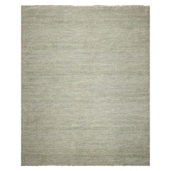 Multi Size Sage Ivory Color Hand Knotted Tibetan Wool & Bamboo Silk Contemporary Oriental Rug