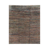 8x10 Gray, Blue, Orange Color Hand Knotted Wool Modern Oriental Rug