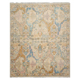 Multi Size Beige Blue Aqua Color Hand Knotted Oushak Wool Transitional Oriental Rug