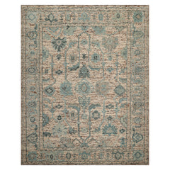 Multi Size Beige Oatmeal Gray Color Hand Knotted Oushak Wool Transitional Oriental Rug