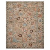 Multi Size Beige Blush Aqua Color Hand Knotted Oushak Wool Transitional Oriental Rug