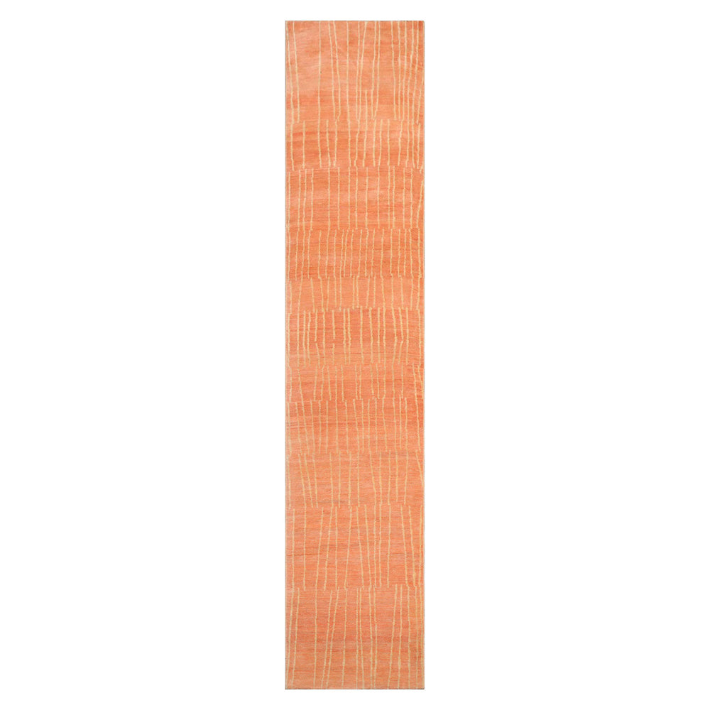 Multi Size Salmon Beige Color Hand Knotted Tibetan Wool Contemporary Oriental Rug