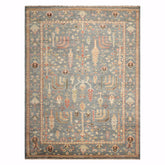 Multi Size Slate Beige Lime Color Hand Knotted Oushak Wool Traditional Oriental Rug