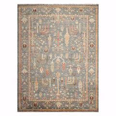 Multi Size Slate Beige Lime Color Hand Knotted Oushak Wool Traditional Oriental Rug