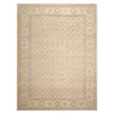 Multi Size Beige Tan Sage Color Hand Knotted Oushak Wool Transitional Oriental Rug