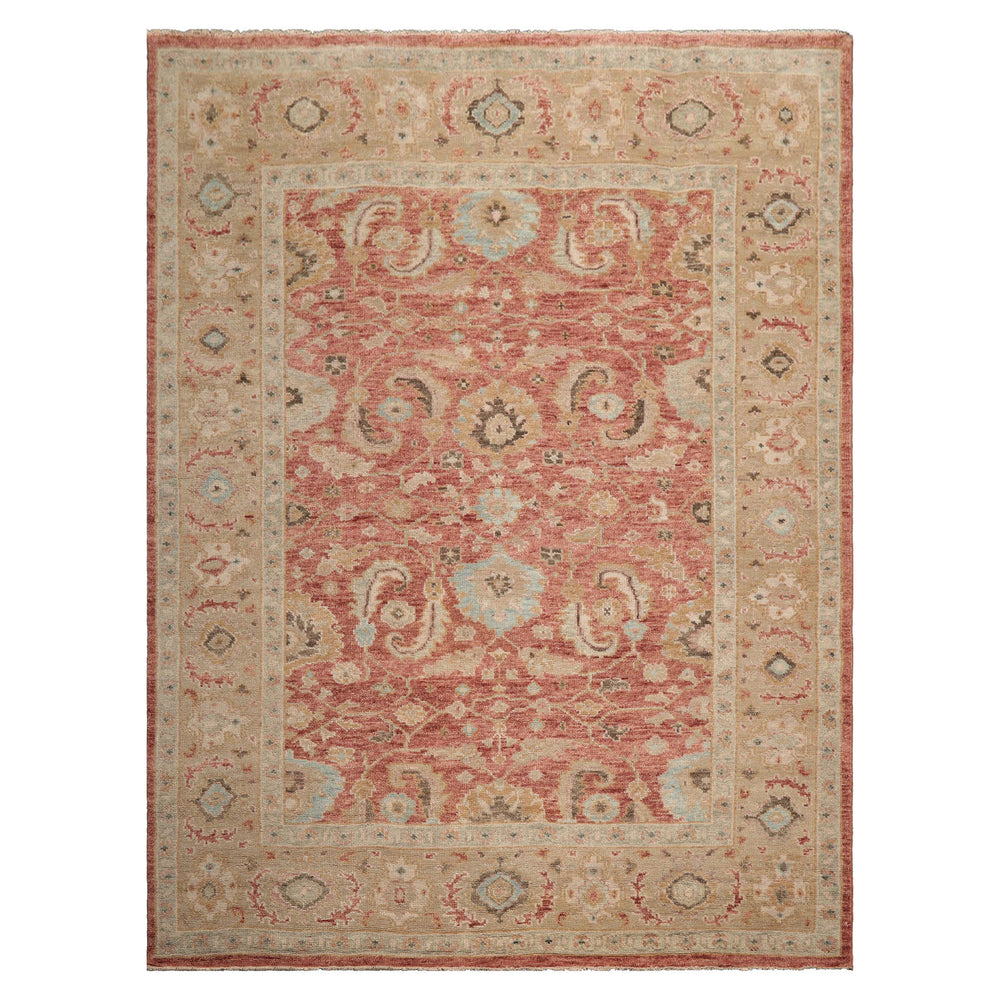 Multi Size Rust Moss Beige Color Hand Knotted Oushak Wool Traditional Oriental Rug