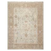 Multi Size Sage Taupe Ivory Color Hand Knotted Oushak Wool Traditional Oriental Rug