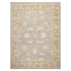 Multi Size Gray Pistachio Ivory Color Hand Knotted Oushak Wool Traditional Oriental Rug