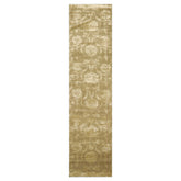 3x12 Tone on Tone Green, , Color Hand Knotted Tibetan Wool & Silk Transitional Oriental Rug