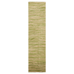 2'6x10 Lime, Tan, Color Hand Knotted Tibetan Wool Modern & Contemporary Oriental Rug
