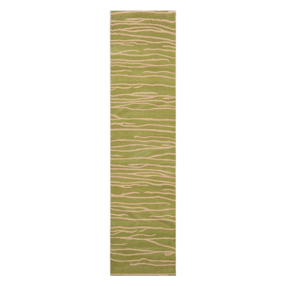 2'6x10 Lime, Tan, Color Hand Knotted Tibetan Wool Modern & Contemporary Oriental Rug