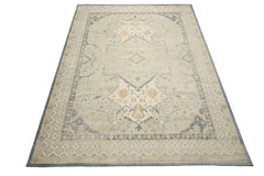 Knotted Rug Green Beige Hand Knotted Multi Size Wool Oushak Traditional Rugs