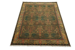Multi Size Green Pistachio Coral Color Hand Knotted Wool Oriental Rug