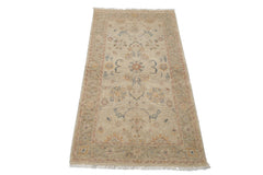 3x5 Beige, Rust, Blue Color Hand Knotted Afghan Oushak Wool Transitional Oriental Rug