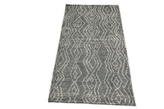 Knotted Rug Celadon Hand Knotted 3'0''x5'0" Afghan Moroccan Modern Contemporary Tribal Wool Oriental Area Rug