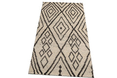 Knotted Rug Beige Hand Knotted 3'0''x5'0" Afghan Moroccan Traditional Tribal Wool Oriental Area Rug