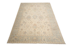 Multi Size Beige Mint Peach Color Hand Knotted Afghan Oushak Wool Traditional Oriental Rug