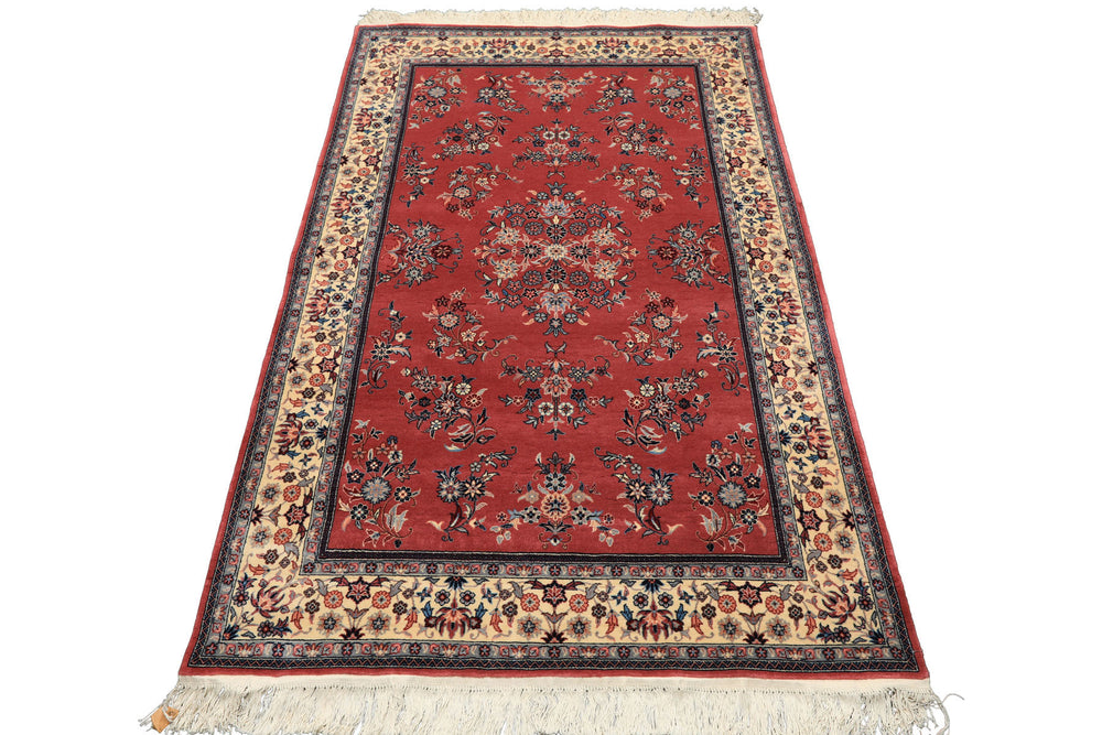 4x6 Rose, Ivory, Aqua Color Hand Knotted Pak Persian New Zealand Wool Traditional Oriental Rug