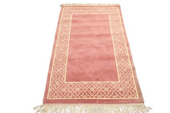 4x6 Blush, Ivory, Color Hand Knotted Indo Tibetan Wool Transitional Oriental Rug