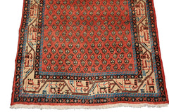 Runner Rust, Ivory, Blue Color Hand Knotted Gul Wool Traditional Oriental Rug