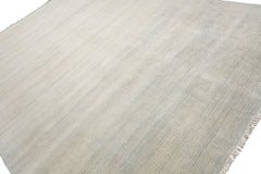 Knotted Rug Beige Gray Hand Knotted Multi Size Wool and Silk Grass Modern Rugs