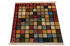 Knotted Rug Hand Knotted 3'7''x3'6'' Square Modern Contemporary Wool Oriental Area Rug
