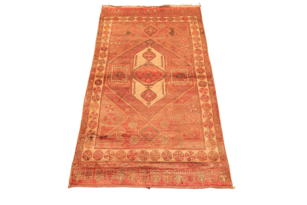 5x8 Rust, Beige, Rose Color Hand Knotted Turkish Oushak Wool Traditional Oriental Rug