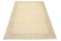8x10 Ivory, Beige, Taupe Color Hand Knotted Tibetan Wool Transitional Oriental Rug
