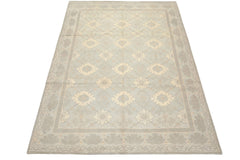 8x10 Seafoam, Gray, Cream Color Hand Knotted Tibetan Wool Transitional Oriental Rug