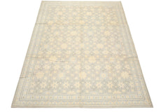8x10 Gray, Ivory, Slate Color Hand Knotted Tibetan Wool Transitional Oriental Rug