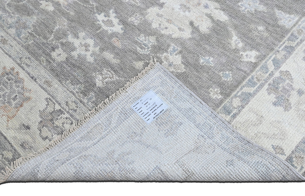 Multi Size Gray Slate Ivory Color Hand Knotted Oushak Wool Transitional Oriental Rug