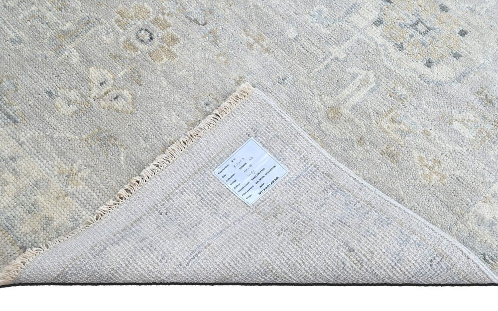 Multi Size Gray Ivory Multi Color Hand Knotted Oushak Wool Transitional Oriental Rug