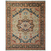 Knotted Rug Green Brown Hand Knotted 11'8''x15 Oushak Southwestern Wool Oriental Area Rug