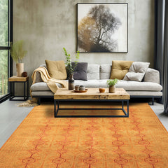 6x9 Caramel, Rust, Mint Color Hand Knotted Agra Wool Transitional Oriental Rug