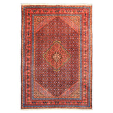 6x9 Navy, Orange, Blue Color Hand Knotted Meshkin Wool Traditional Oriental Rug